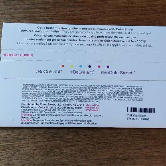 New COLOR STREET Real Nail Polish Strips PEDICURE Call Your Blush - Picture 2 of 3